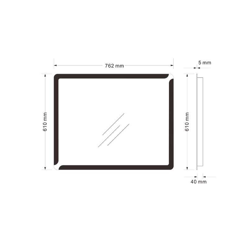 Mosmile Wall Rectangle Demister LED Light Frameless Bathroom Mirror
