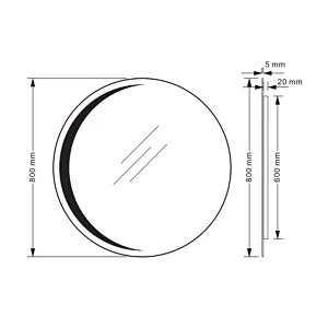 Mosmile Wall Frameless Round Demister LED Light Bathroom Mirror