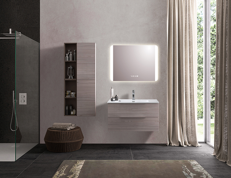 Mosmile Frameless Rectangle LED Light Time Display Bathroom Mirror