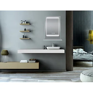 Mosmile Hotel Wall Time Display Anti-fog Bathroom Mirror with LED Light