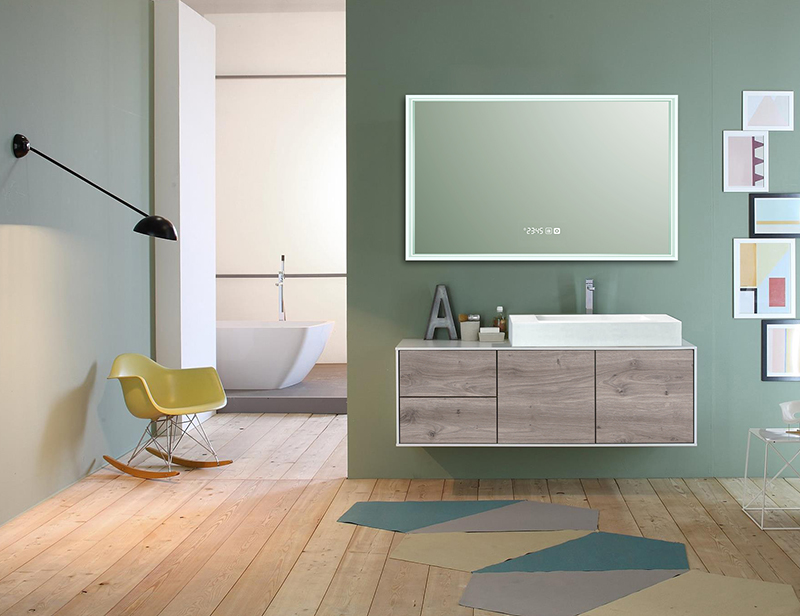 Mosmile Wall Hanging Hotel Framed Anti-fog Bathroom Mirror with LED