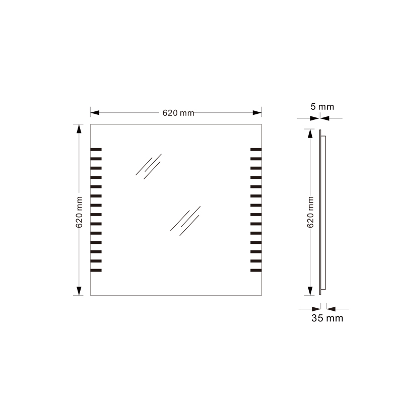 Mosmile Hotel Illuminated LED Light Square Bathroom Mirror