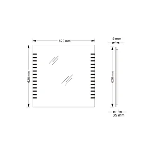 Mosmile Hotel Illuminated LED Light Square Bathroom Mirror
