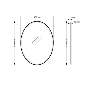 Mosmile Framed Oval LED Light Time Display  Bathroom Mirror