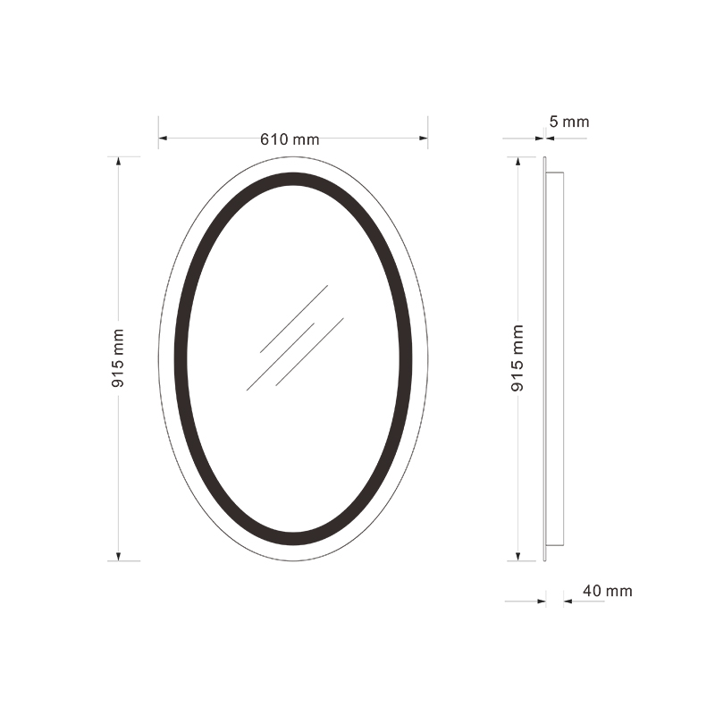 Mosmile Hotel Anti-fog LED Dimming Oval Bathroom Mirror