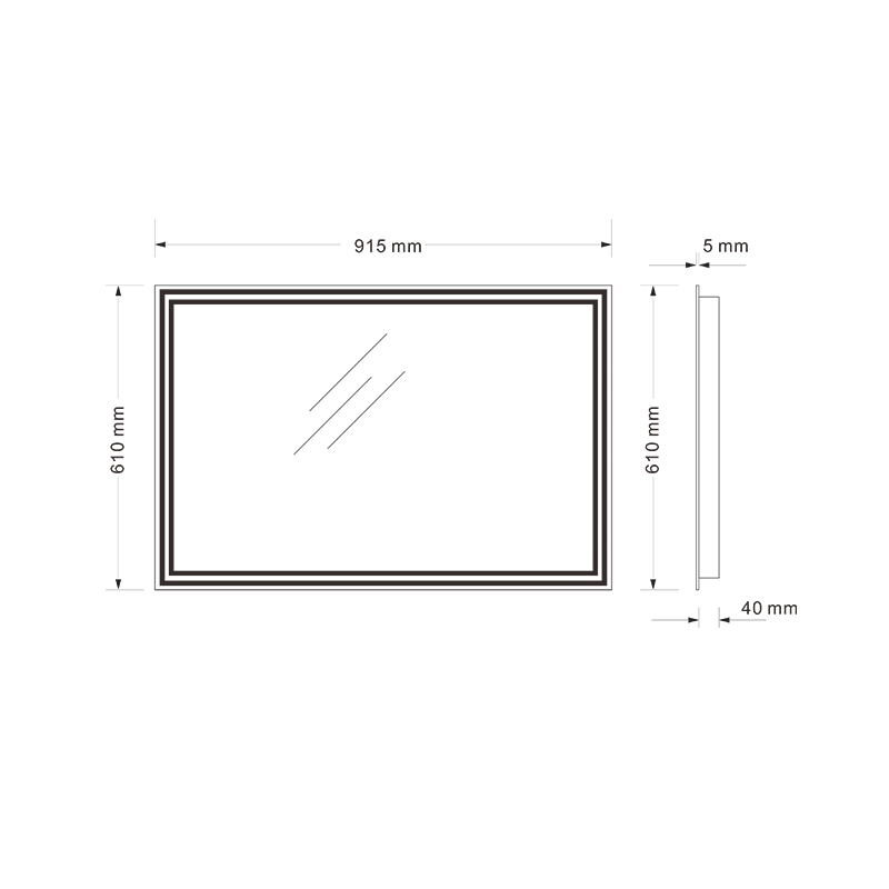 Mosmile Hotel Wall Rectangle Anti-fog Bathroom Mirror with LED Light