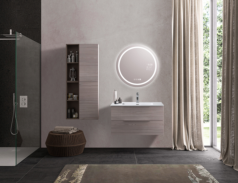 Mosmile Modern Hotel LED Round Bluetooth Bathroom Mirror