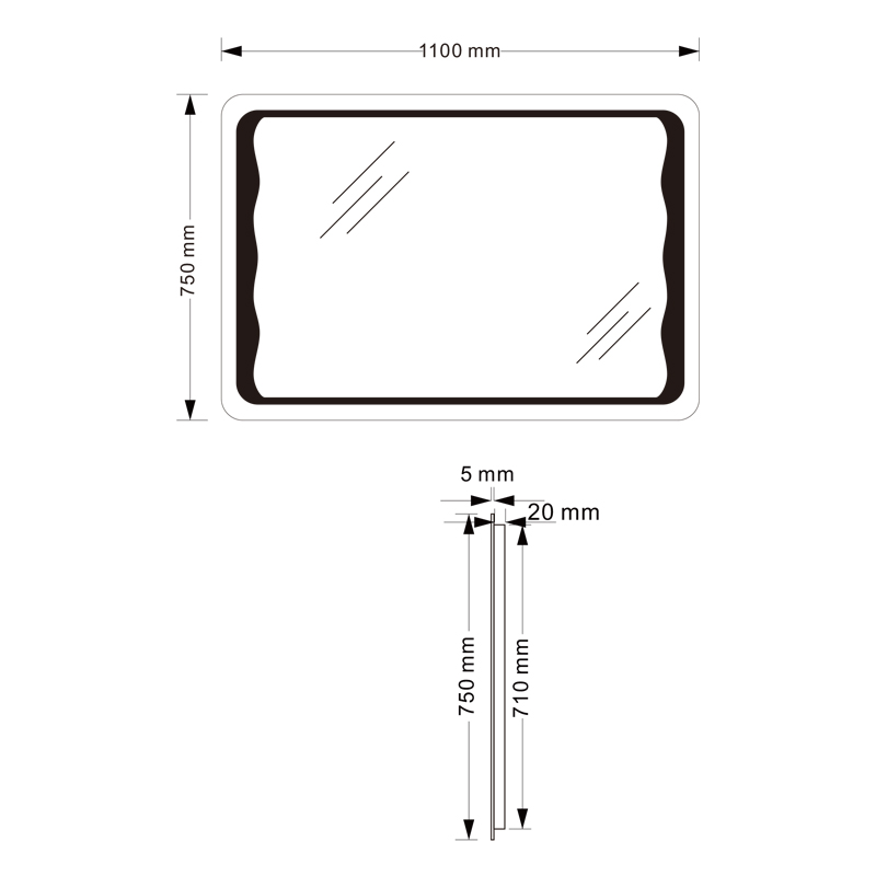 Mosmile Modern Wall Framless LED Bathroom Mirror with Light