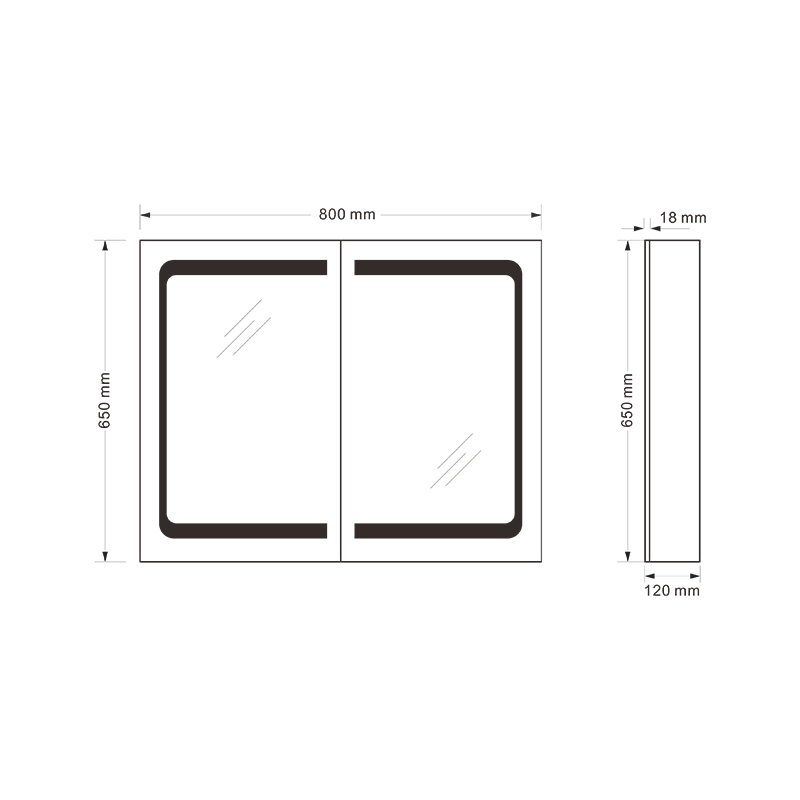 Mosmile Modern LED Lighting Frameless Bathroom Mirror Cabinet