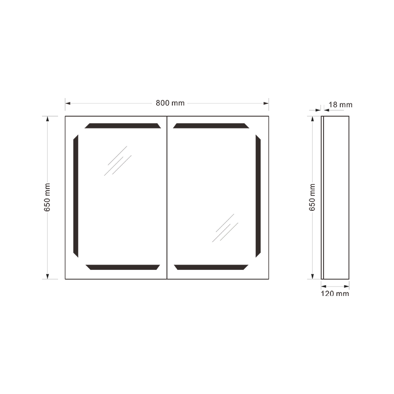 Mosmile Home LED Illuminated Rectangle Bathroom Mirror Cabinet