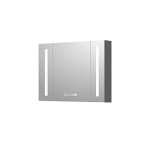 Mosmile Time Dispaly LED Mirror Cabinet for Bathroom