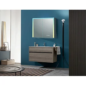 Mosmile Modern Dimming LED Illuminated Bathroom Mirror Cabinet