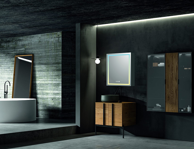 Mosmile Frameless LED Dimming Bathroom Mirror Cabinet