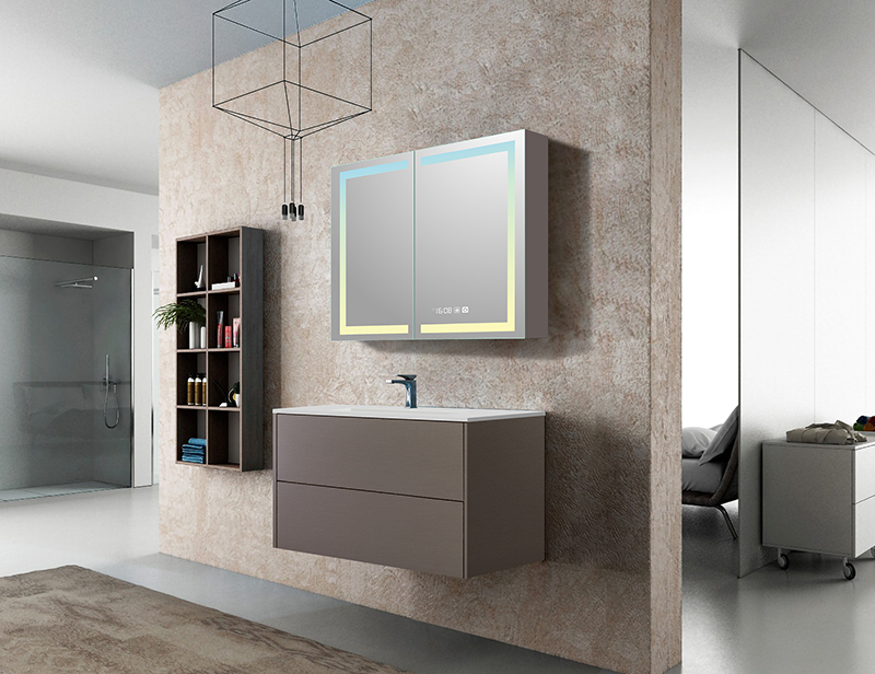 Mosmile Hotel Wall Mounted LED Bathroom Mirror Cabinet