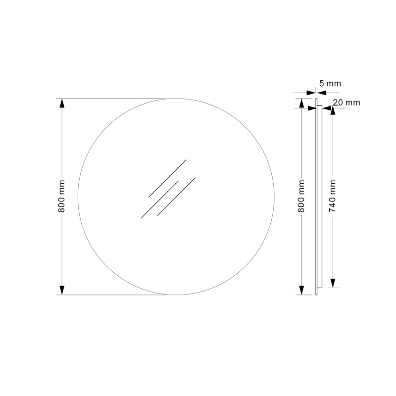 Mosmile Hotel Frameless Round Weather LED Bathroom Mirror