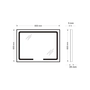 Mosmile Frameless Time Display Rectangle LED Light Bathroom Mirror