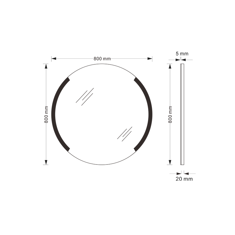 Mosmile Round Wall Hanging Hotel Bathroom Mirror with LED Light