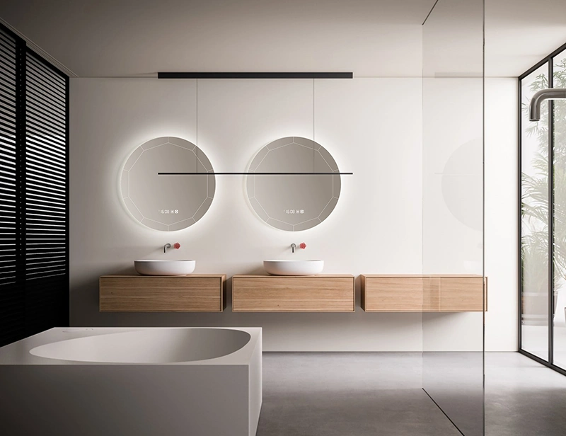 Mosmile Hotel Frameless Round Anti-fog LED Bathroom Mirror
