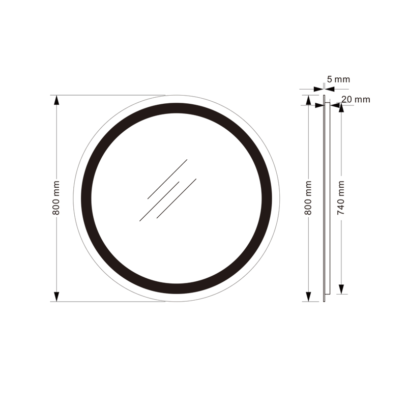 Mosmile Hotel Round Wall Mounted Touch LED Bathroom Mirror
