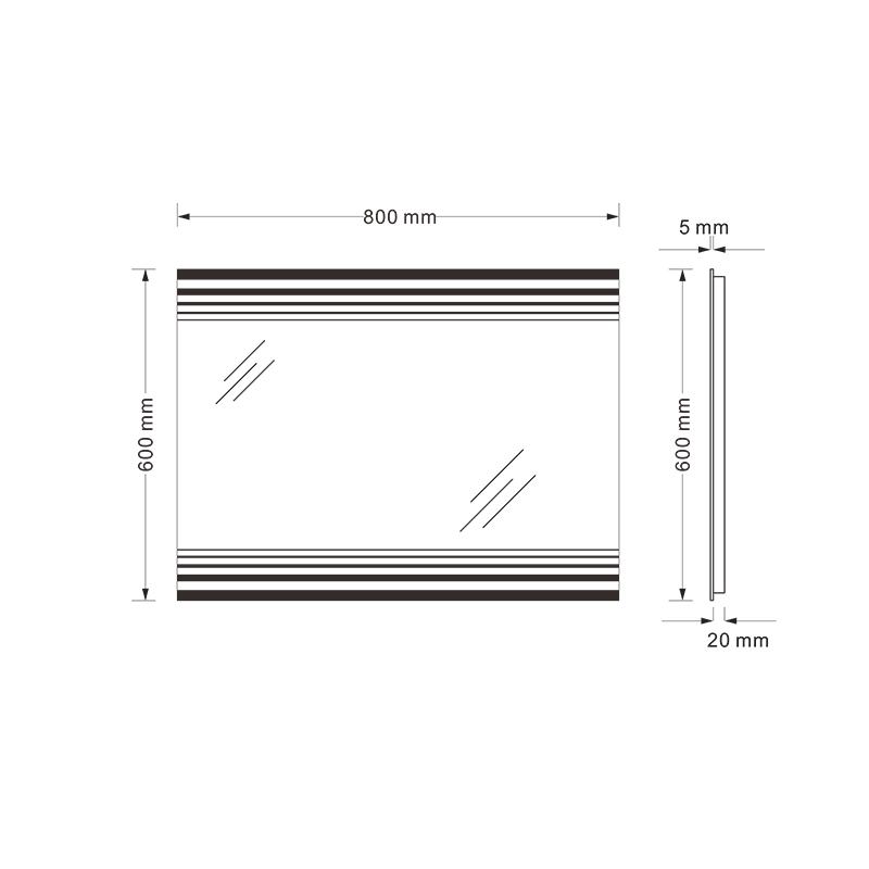 Mosmile Hotel Rectangle Defogging Wall LED Bathroom Mirror