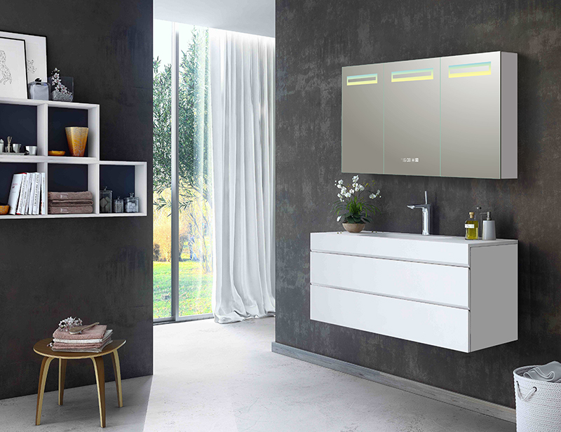 Mosmile Elegant Fog Resistant LED Bathroom Mirror Cabinet