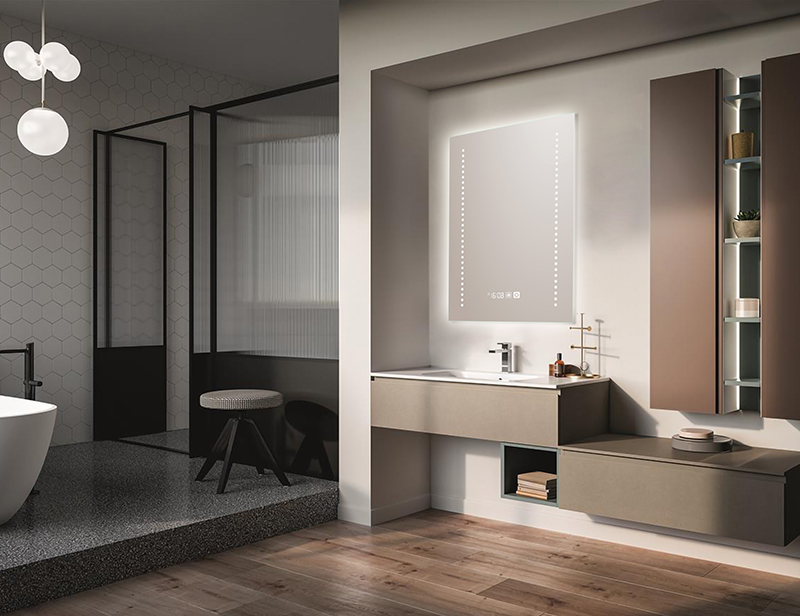 Mosmile Modern Wall Rectangle LED Backlit Light Anti-fog Bathroom Mirror