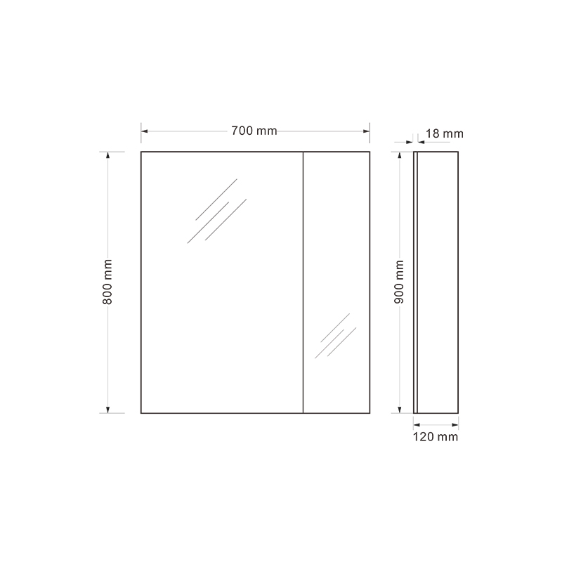 Mosmile Aluminium Bathroom Mirror Cabinet without Light