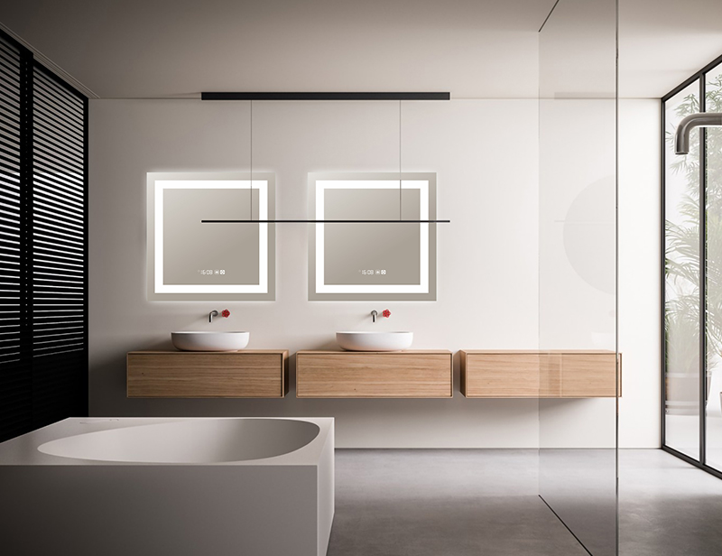 Mosmile Customized Wall Anti-fog Square LED Backlit Bathroom Mirror