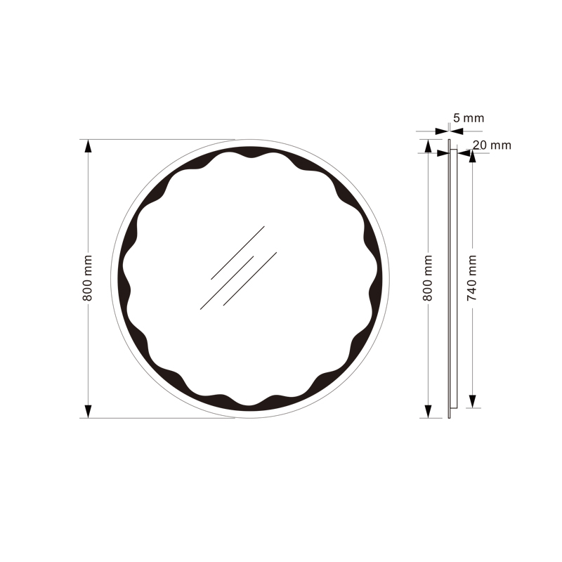 Mosmile 800mm Wall Hotel LED Round Weather Bathroom Mirror