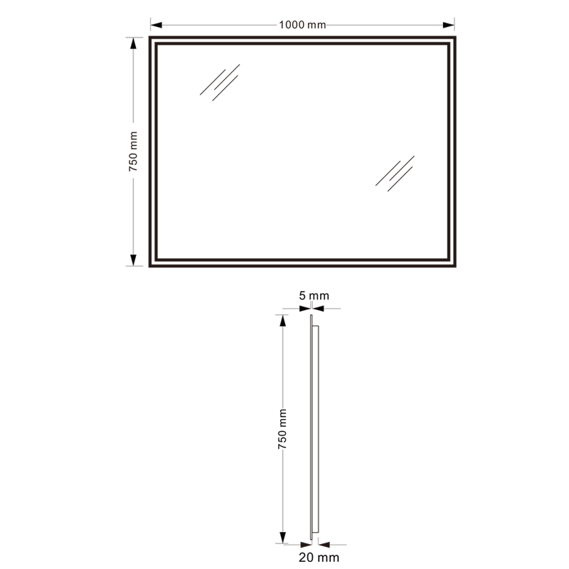 Mosmile Modern Rectangle LED Anti-fog Bathroom Illuminated Mirror