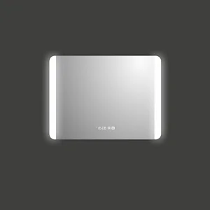 Mosmile Frameless Rectangle LED Light Time Display Bathroom Mirror