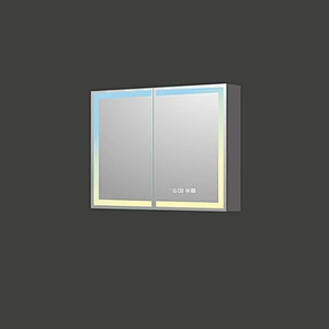 Mosmile Wall Framed 2 Doors LED Bathroom Mirror Cabinet