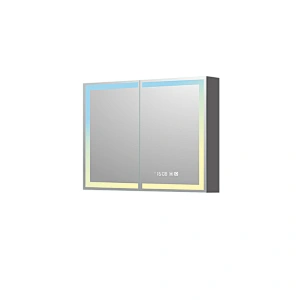 Mosmile Wall Framed 2 Doors LED Bathroom Mirror Cabinet