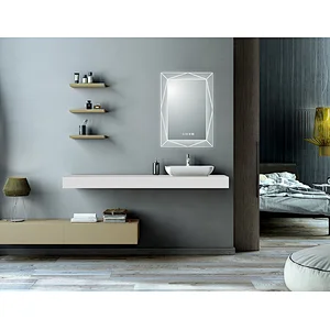 Mosmile Hotel Wall Time Display Anti-fog LED Bathroom Mirror