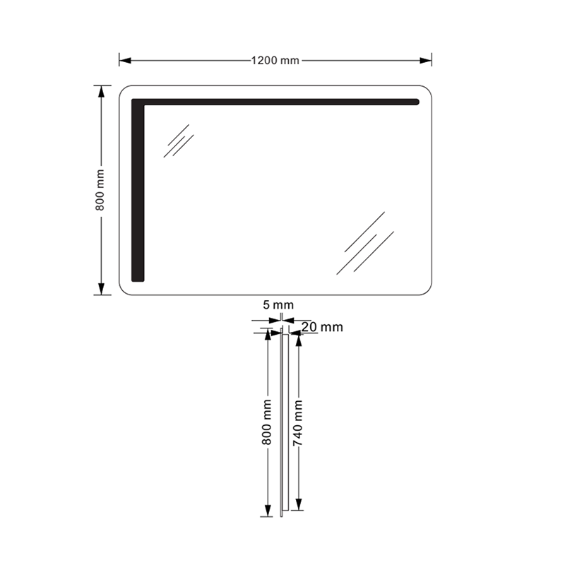 Mosmile Hotel Wall Hanging Anti-fog Bathroom Mirror with LED