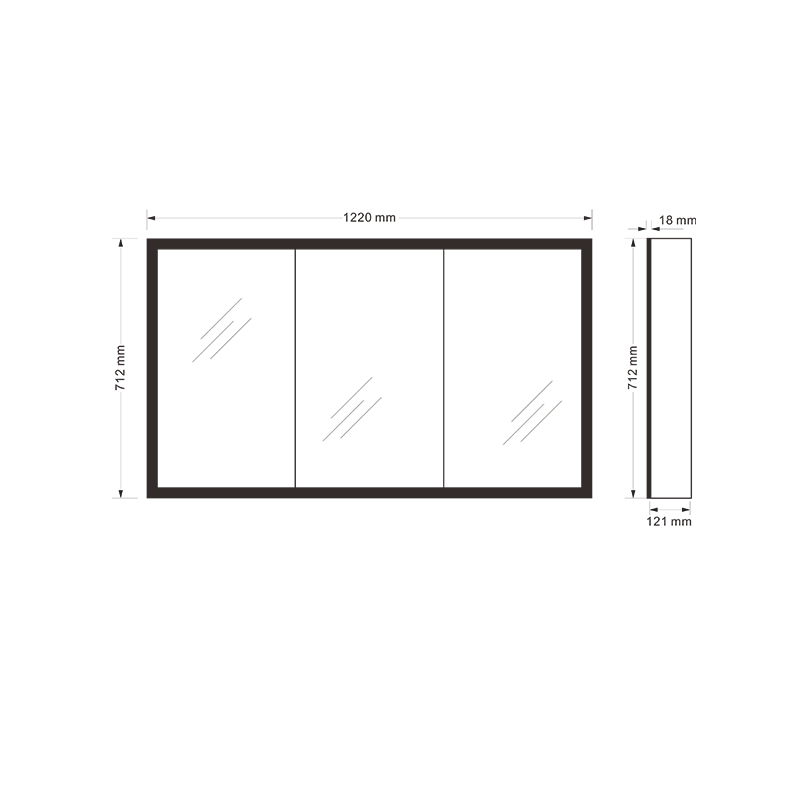 Mosmile Frameless 3 Door LED Bathroom Mirror Cabinet