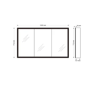 Mosmile Frameless 3 Door LED Bathroom Mirror Cabinet