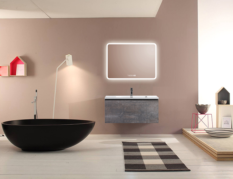 Mosmile Contemporary Wall Framed Anti-fog Bathroom Mirror with LED