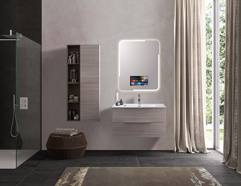 Mosmile Customized Rectangle LED Wall Bathroom Mirror with TV
