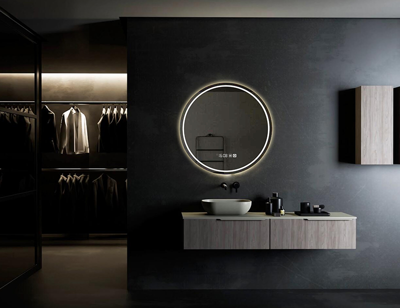 Mosmile Wall Hotel Anti-fog Round Bathroom Mirror with LED Backlit Light