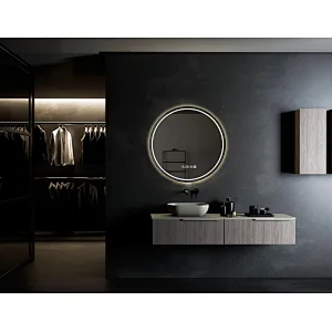Mosmile Wall Hotel Anti-fog Round Bathroom Mirror with LED Backlit Light