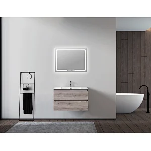 Mosmile Frameless Time Display Rectangle LED Light Bathroom Mirror