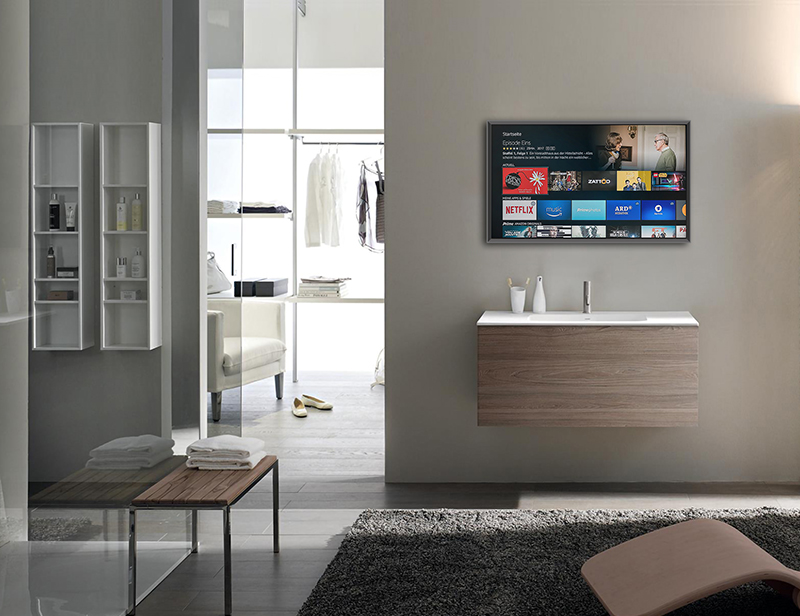 Mosmile Defogging Black Framed LED TV Bathroom Mirror