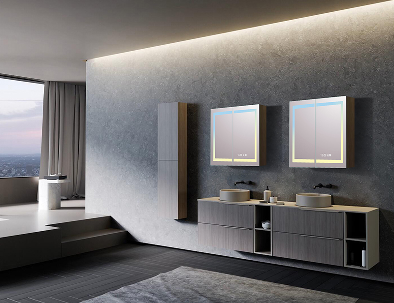 Mosmile Wall Defogger LED Lighting Bathroom Mirror Cabinet