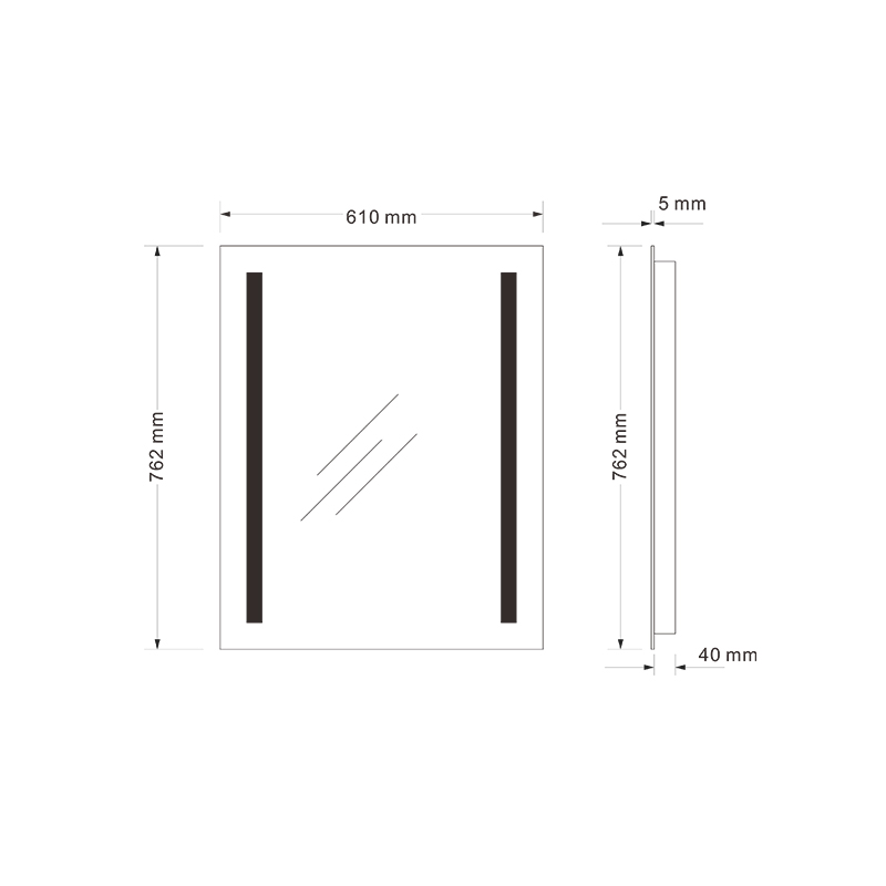 Mosmile Hotel Rectangle Dimming Illuminated LED Light Bathroom Mirror