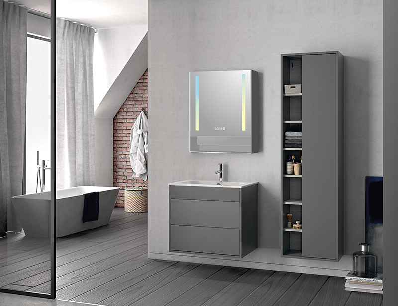 Mosmile Hotel Storage LED Dimming Bathroom Mirror Cabinet