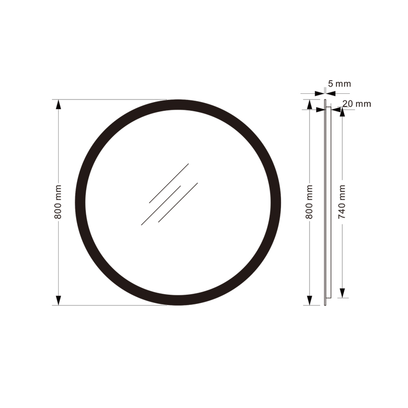 Mosmile Hotel Anti-fog LED Light Frameless Round Bathroom Mirrors