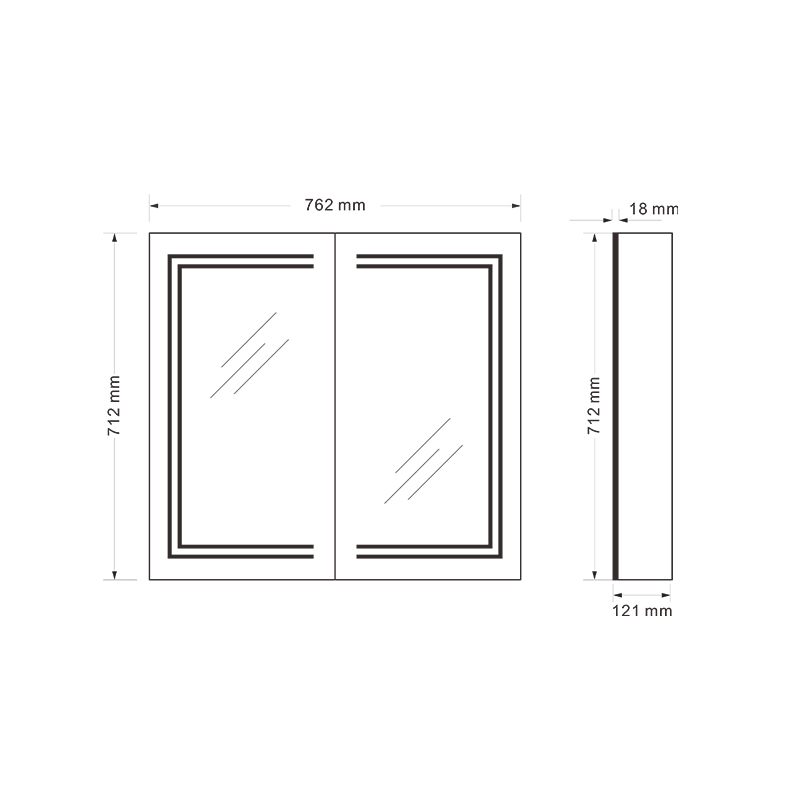 Mosmile Dimming LED Lighting Rectangle Bathroom Mirror Cabinet