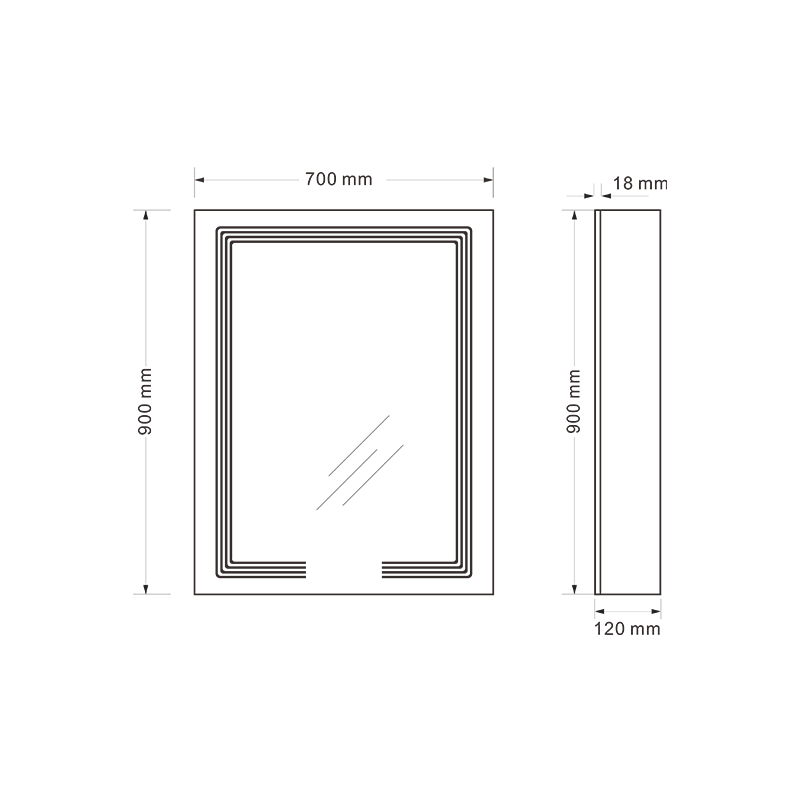 Mosmile Wall Rectangle Bathroom LED Mirror Cabinet