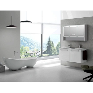 Mosmile Wall Hanging Frameless LED Light Bathroom Mirror Cabinet